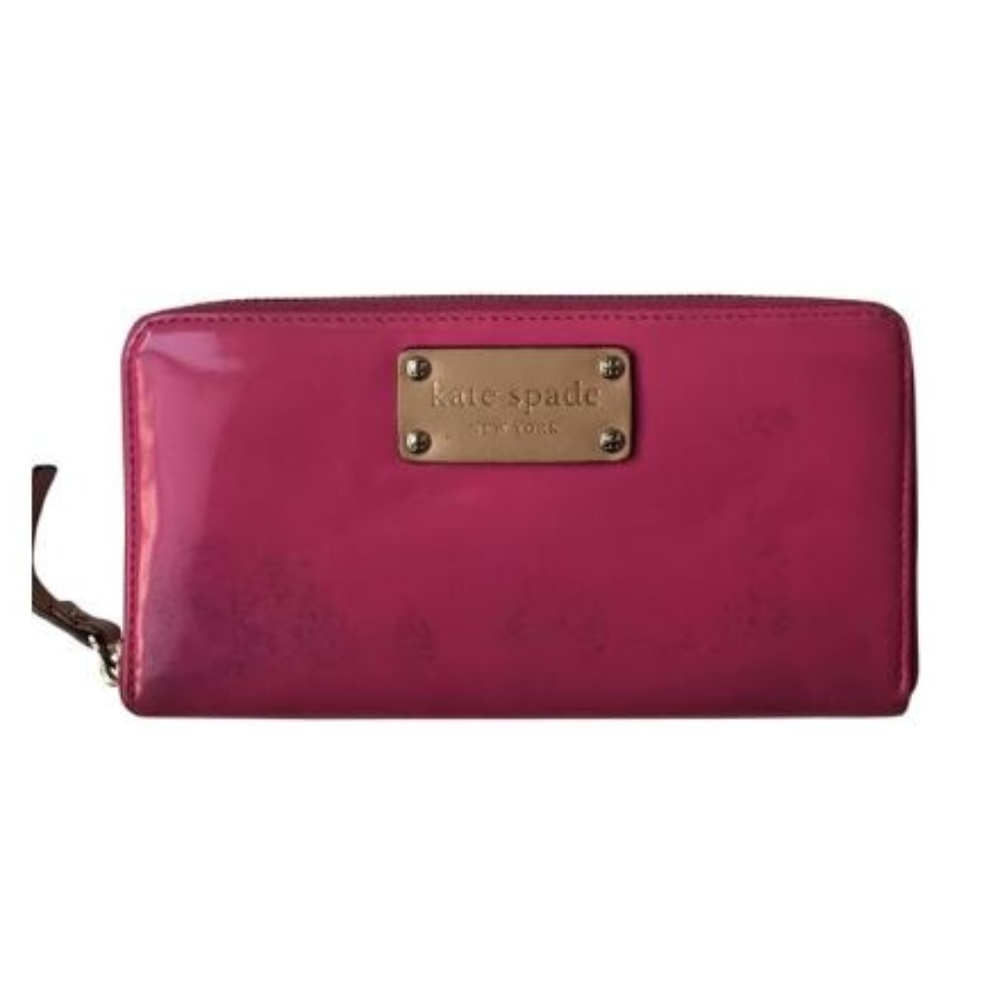 kate spade patent leather pink wallet